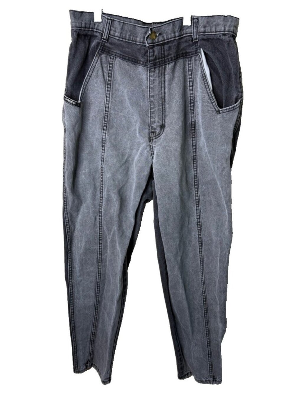 Vintage 80s Jeans Color Block Two Tone Acid Washed Baggy Streetwear
